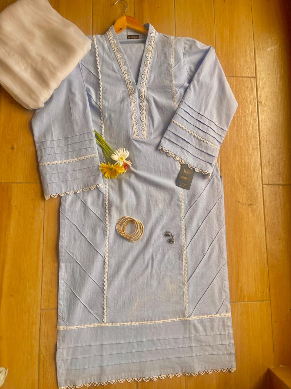 Iris Cotton 3-Piece Summer Suit with Chiffon Dupatta