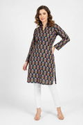 Pure Lawn Stitched Floral Shirt on Model